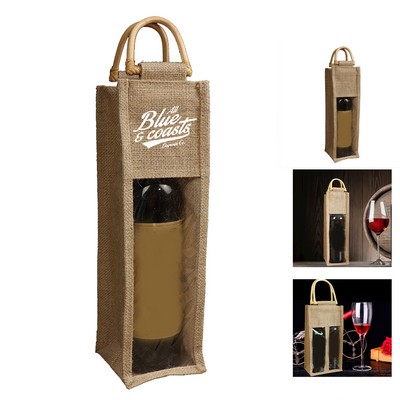 Natural Jute Wine Tote Bag