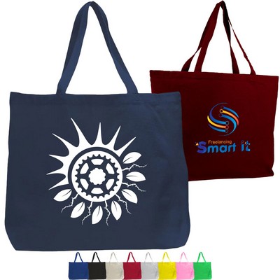 Cotton Canvas Jumbo Tote Bag with Long Handles